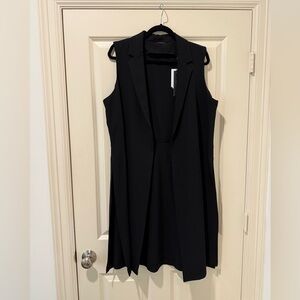 Tahari Black Sleeveless Long Vest Blazer